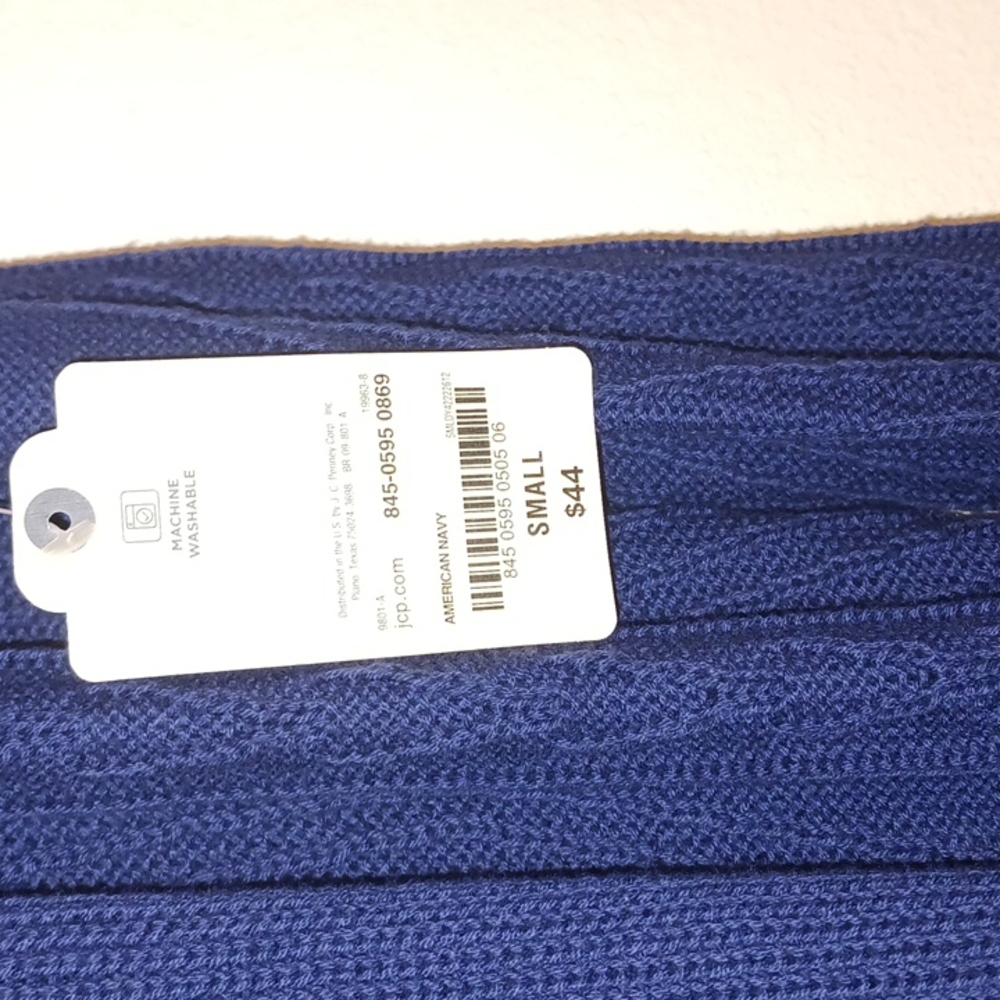#482 STJOHN'S BAY WOMEN CARDIGAN AMERICAN NAVY SMALL pit to pit 23 inches - Picture 5 of 7